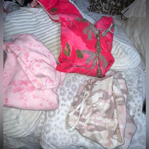 3pc HOODIE bundle *REAL TREE HOT PINK *old navy Pink tie-dye *SO blush camo XS S - Picture 2 of 14